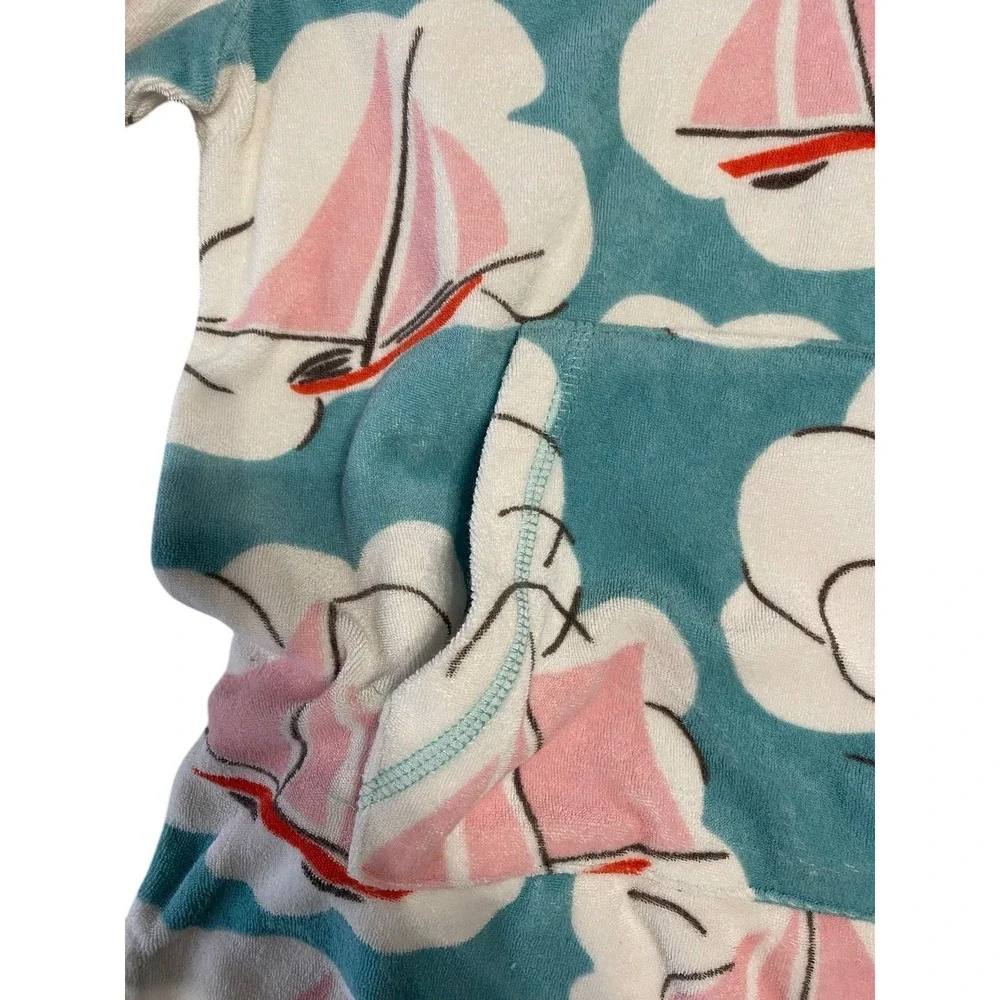 Mini Boden Teal & Pink Sailboat Hooded Kids Swim Coverup Dress